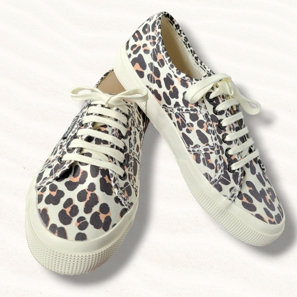 SUPERGA sneakers shoes leopard print black white cream SIZE W 8½ M 7 - Picture 3 of 10